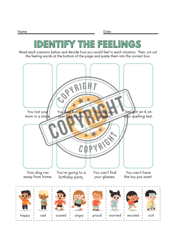 Identifying Feelings Worksheet for Autism & Special Education Needs (SEN) Kids