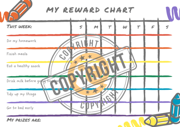 Colorful Illustrated Crayons Toddlers Reward Chart