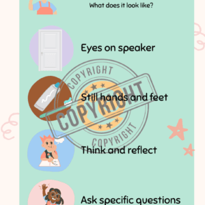 Pastel Illustrated Active Listening Classroom Poster