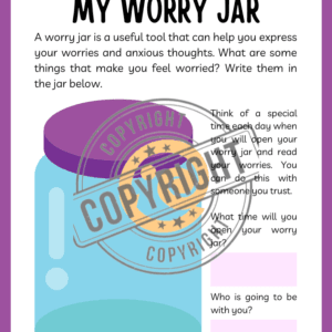 Social Emotional Learning SEL Worksheet for Kids - My Worry Jar Printable